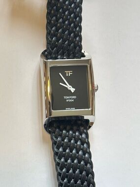 Tom Ford Watch With 35mm Black Face & Black Braided Band
